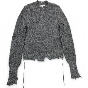 Helmut Lang Cotton Cashmere Wool Distressed Look Gray Knit Sweater Women's XS